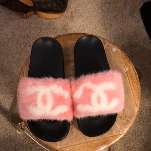 Monogram mink sandals